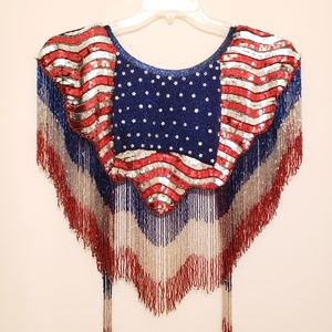 90s vintage sequin drop, patriotic design.